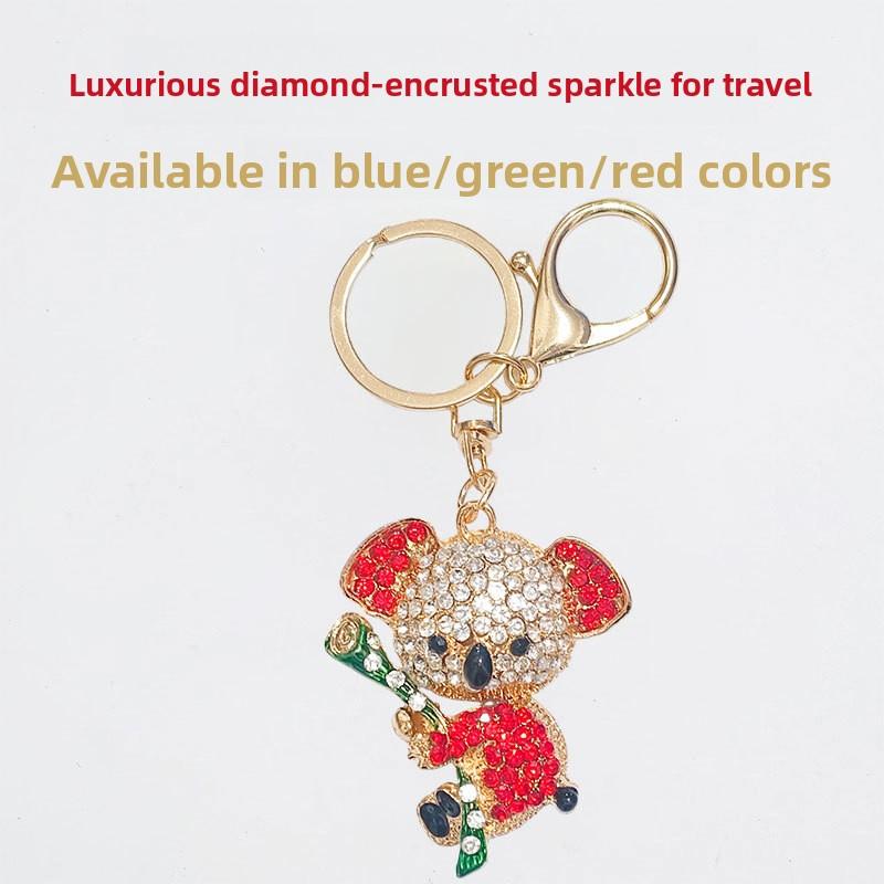 Chinese Style Bear-shaped Car Keychain, Women's Bag Hanger, Metal Keychain Ring
