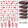 Nail Art Stickers Valentine's Day Romantic Red Heart English White French Line Adhesive Nail Stickers