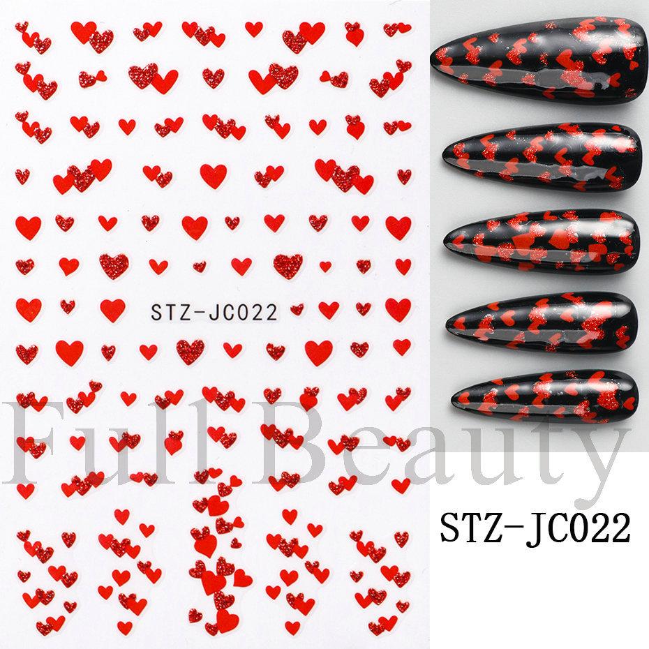 Nail Art Stickers Valentine's Day Romantic Red Heart English White French Line Adhesive Nail Stickers