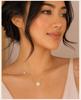 Enamel Daisy Flower Necklace,Stainless Steel Thin Link Bezel CZ Chain,Waterproof Tarnish Free Gift for Women