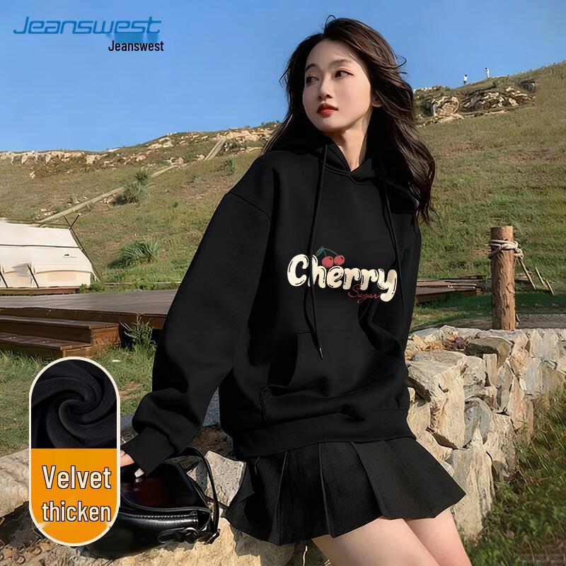 

JEANSWEST Women s College Style Fleece Lined Hooded Sweatshirt S