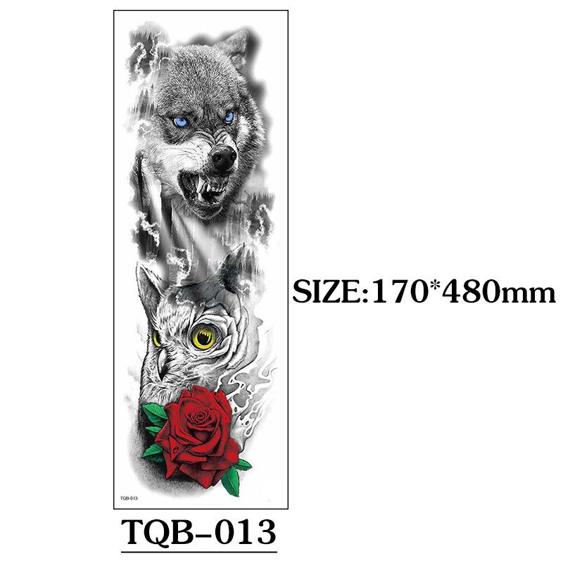 Full Arm Tattoo Sticker Full Arm, Big Picture Lion Tiger Wolf Animal Big Flower Arm Tattoo Sticker