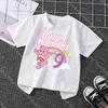 Summer Cotton Tops Cartoon Care Bears Party White T Shirt for Girls Cute Birthday Number Tee Shirt Printed Clothes Anime Gifts