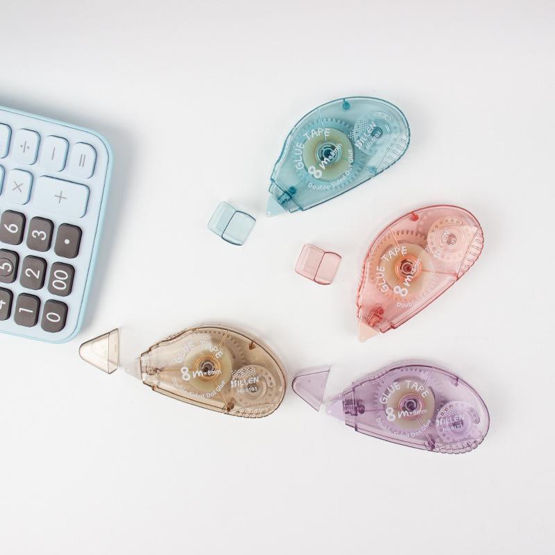 Primary School Students' English Version Transparent Double-Sided Dot Glue & Correction Tape, 8m, Children's Handmade Tape.