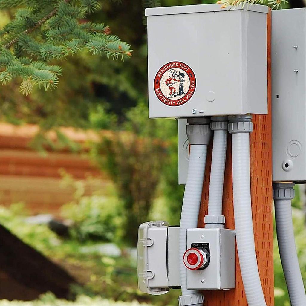 Electric Shock Warning Vinyl Sticker: 'Danger! Keep Children Away from Electricity'