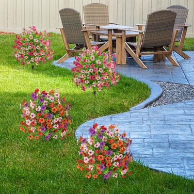 2 szt. Sztuczne kule fioletowe 23,6" Drzewka topiary z kolcami do ziemi Realistyczne sztuczne krzewy z fioletowymi kwiatami do dekoracji wewnętrznej werandy wejściowej i zewnętrznej