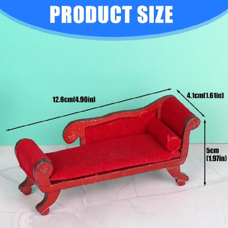 Miniature Chaise Lounge For Doll House Display Antique Design Realistic Furniture for Living Room Scene Landscape Props