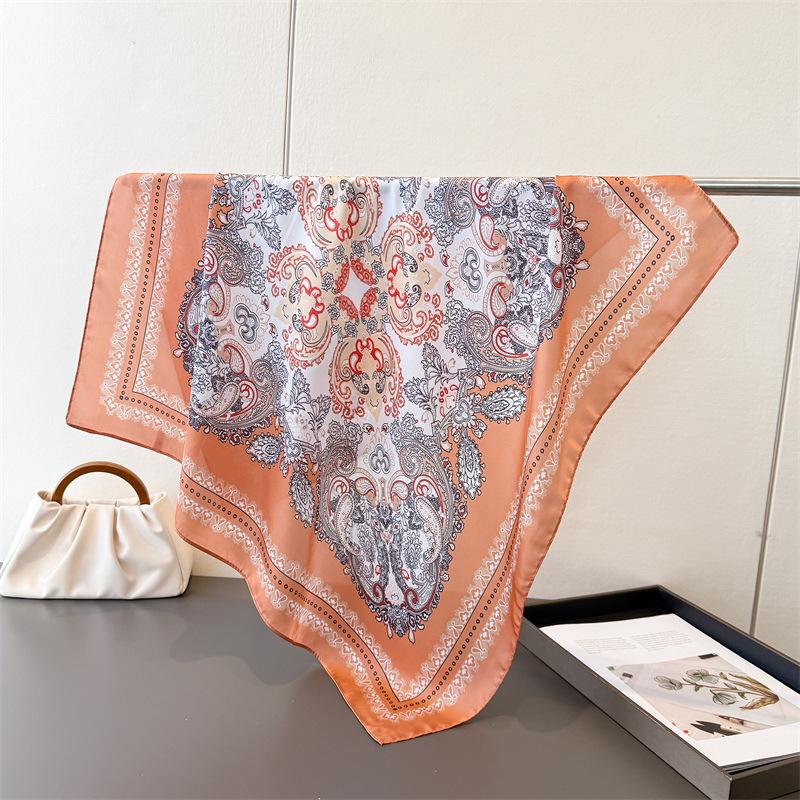 Paisley Print Silk Scarf For Women Square Hijab Soft Neck Tie Female Fashion Decoration Silk Headscarf Bandana Kerchief  New