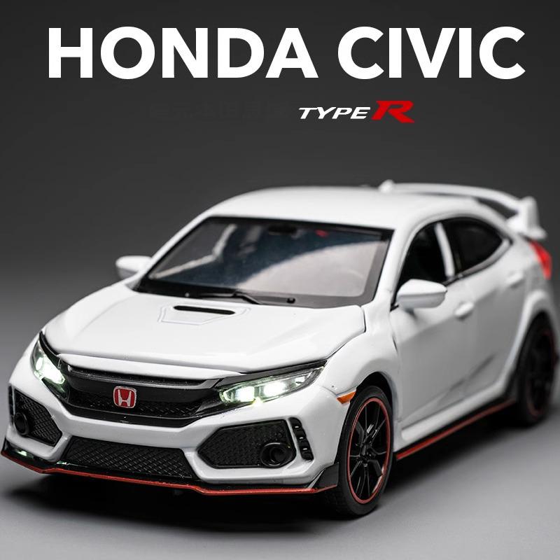 1:32 Honda Civic Type-R Alloy Sports Car Diecast Metal Model Car Central Control Ornaments Miniature Car Model Kids Toys Present