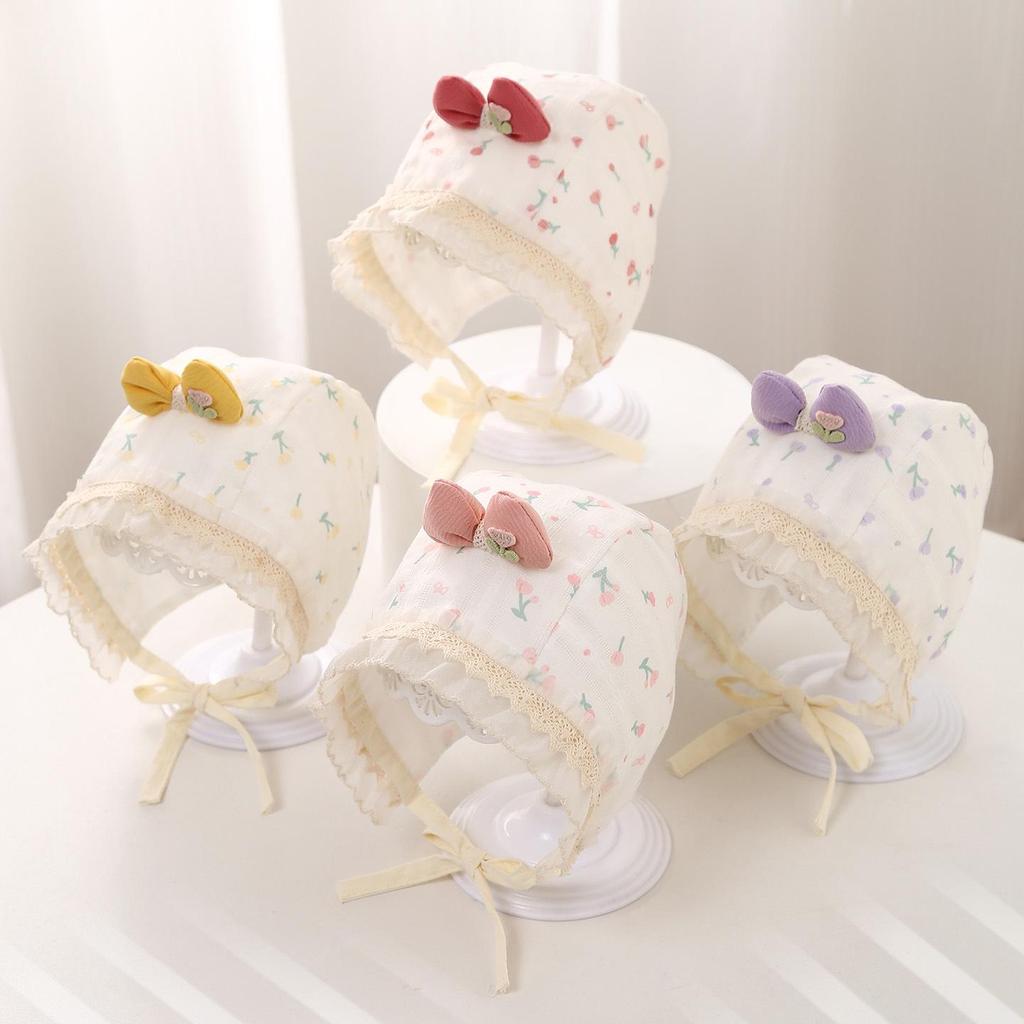 Newborn Girls' Ear Protection Lace Hat, Spring/Summer