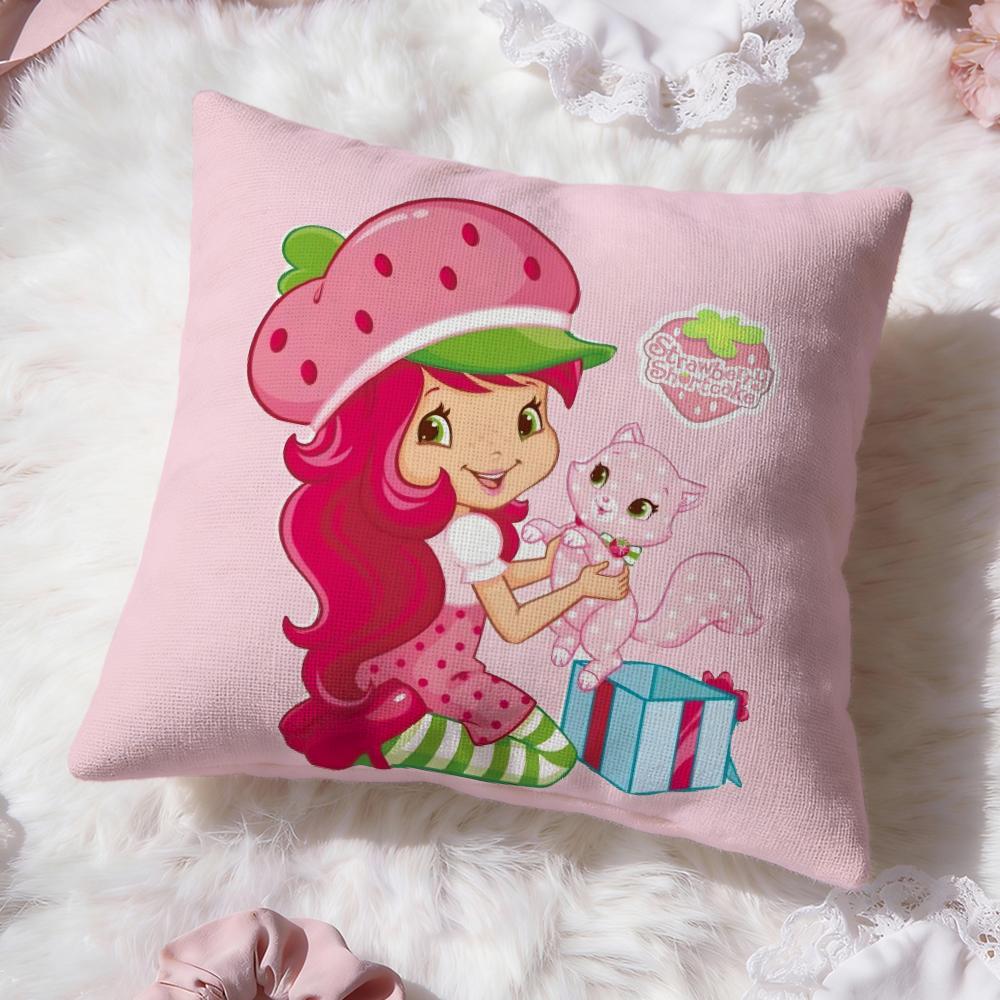 s-Strawberry Shortcake Cushion Cover Premium Comfort Reversible Pillow Cove -Two in One Design for Any Room & Car Interior
