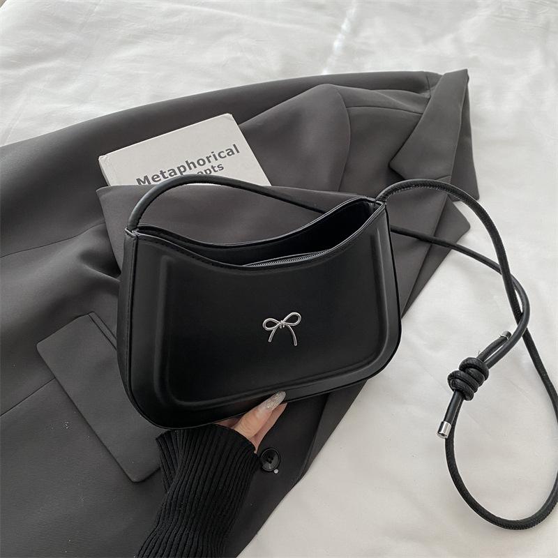 Armpit Shoulder Women Bag Elegant Bowknot Decoration Design Textured Large Capacity Simple Casual Fashionable All-matching