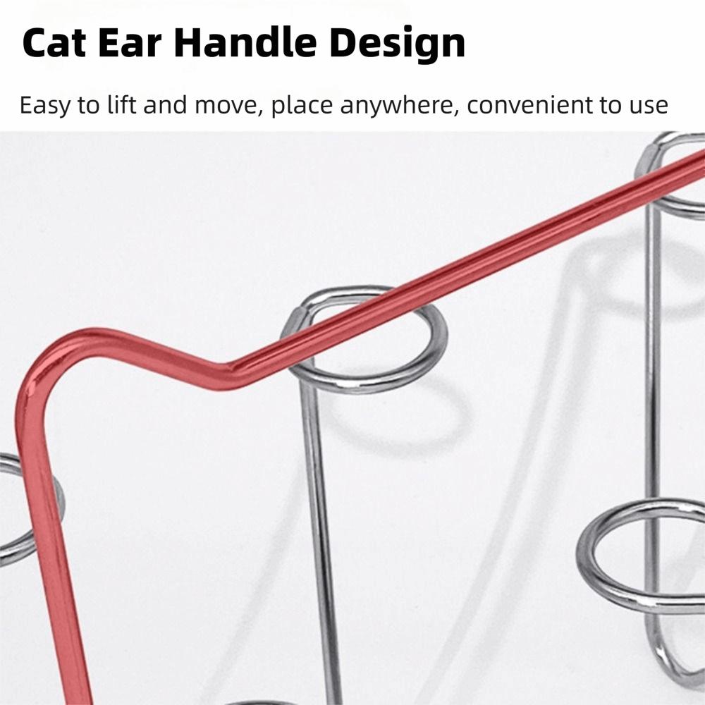 304 Stainless Steel Cup Drying Rack Stand Rabbit Ear Handle 6 Cups Capacity Drainer Holder Rust Proof Mug Drying Rack