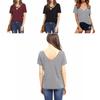 Stylowy Bawełniany T-shirt Damski Plus Size z Dekoltem V, Krótkim Rękawem, Luźnym Krój