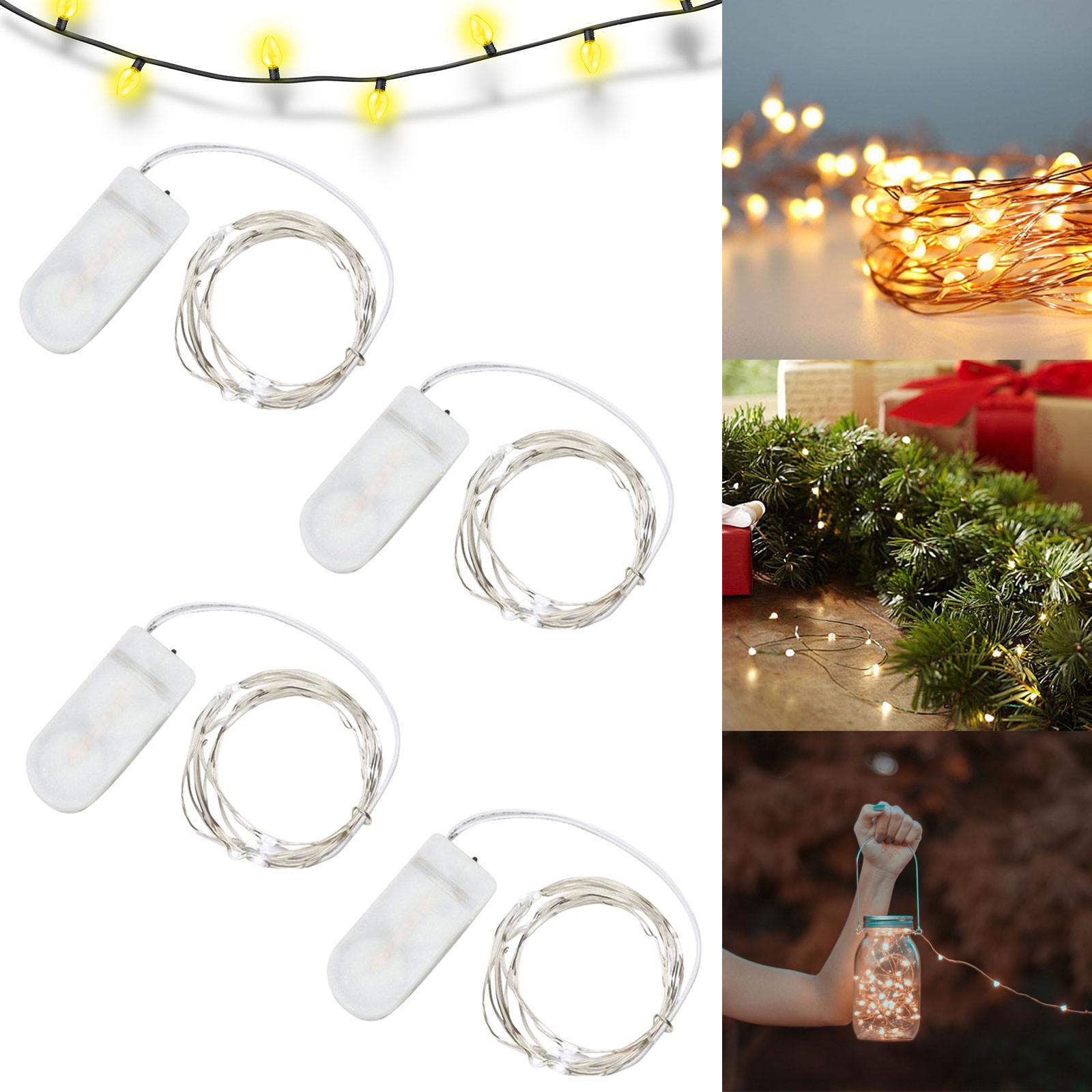 

Box 2/4 Pack String Lights 20 LEDWarm White 7ft/2m Battery Waterproof