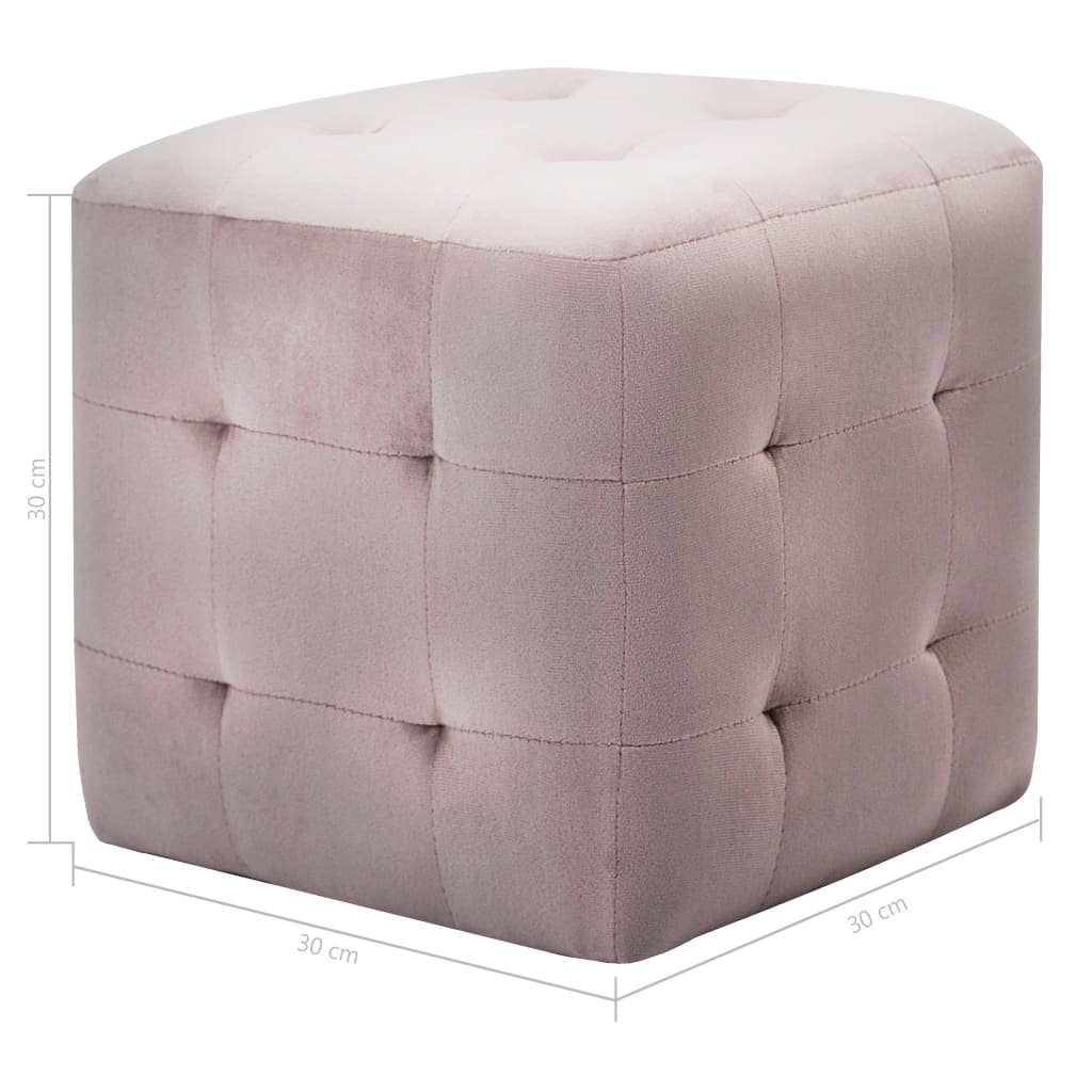 Footstool Set of 2 Pink 30 X 30 X 30 Cm Velvet Fabric
