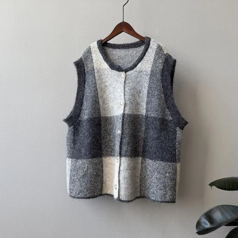 

Жилет для жінок Безрукавка Светр Топи В язаний Жилет-Светр Оверсайз Вільний Універсальний Повсякденний Безрукавний Пальто Жилет Топ XXXXL сірий