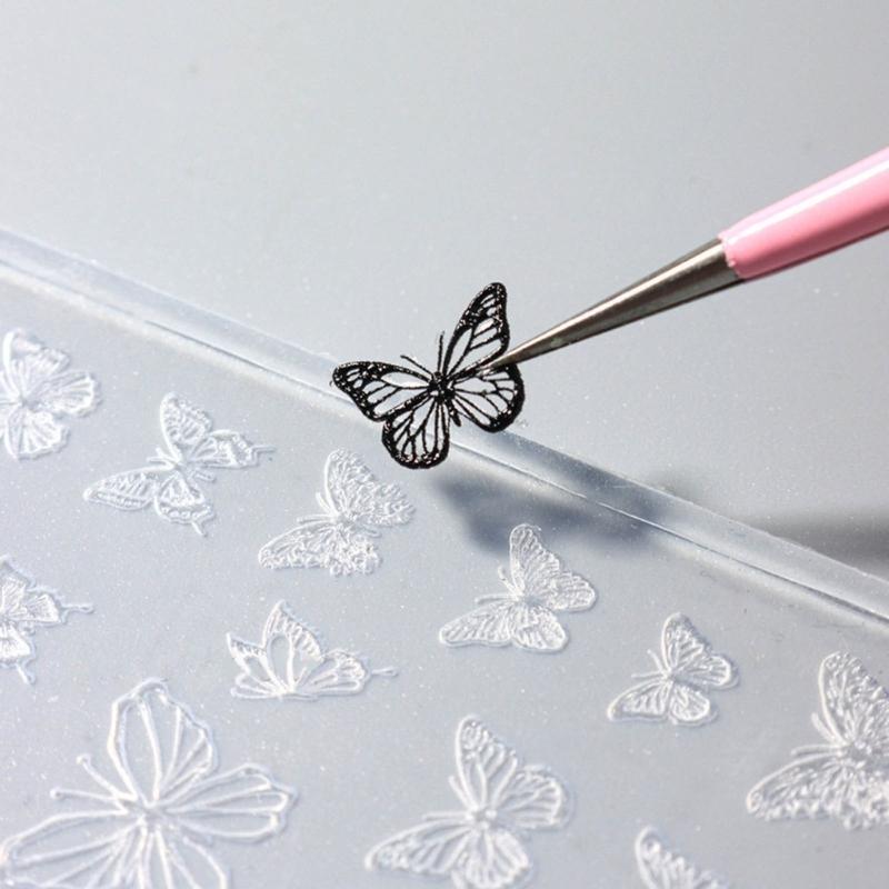 3D Nail Art Mold with Variety of Patterns Template Carving Sticker Stencil Tools Moulds for Nail Enthusiasts and Salons