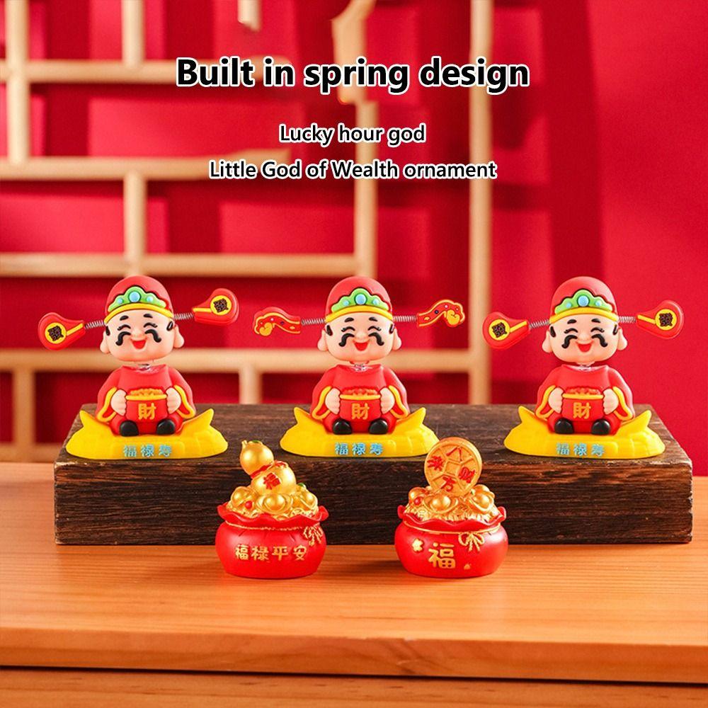 Mini God of Fortune Figurine Cartoon New Year Statue  Car Interior Decoration