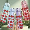 1PC Red Flower Pattern Print 750ml Color Plastic Sports Water Bottle Leakproof Flip Straw Lid Suitable for Sports Office Home Use