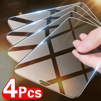 4 Stück 4 Stück gehärtetes Glas iPhone 14 13 12 Pro Max Samsung Galaxy A52 A53 A12 Xiaomi RedMi Huawei Honor OPPO VIVO Realme 9 MOTO NOKIA Displayschutzfolie