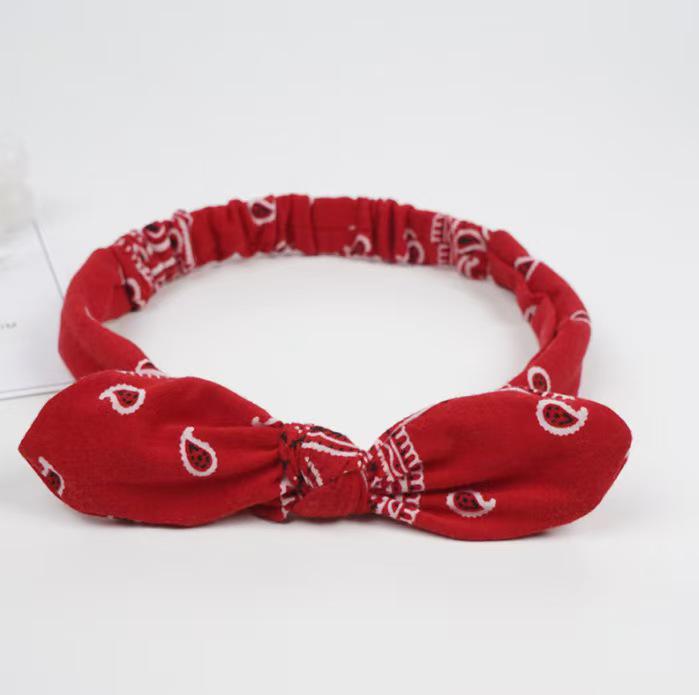 CR98 Printed Rabbit Ear Knot Cashew Cross Headband