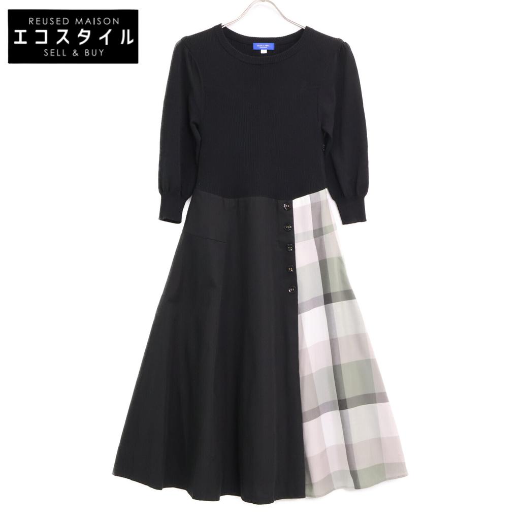 BLUE LABEL CRESTBRIDGE [22nd Year Production] 55J56-726-09 Softy Twill Knit Combination Dress 36 blackUsed