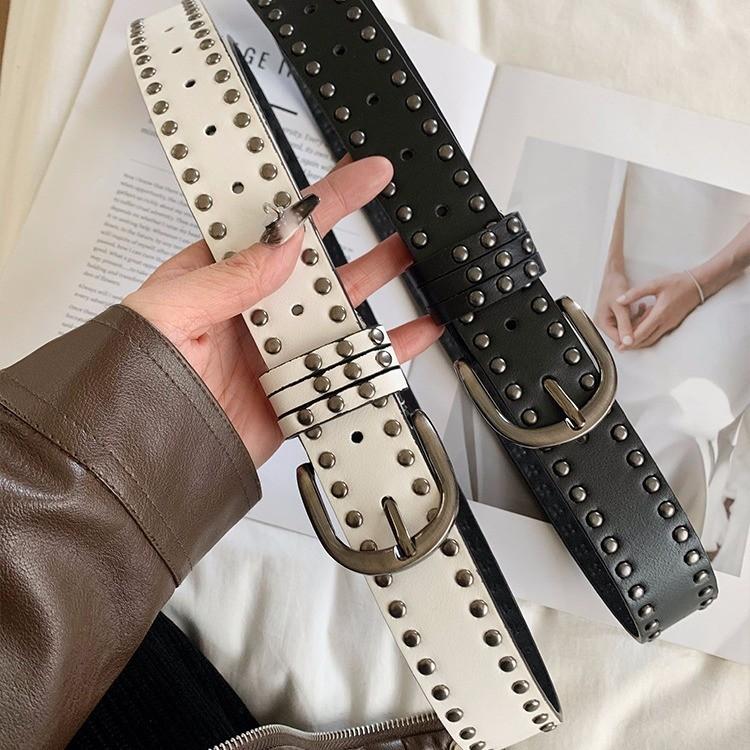 Street Punk Pu Leather Belt For Women And Men Summer 2024 With Metal Pin Buckle