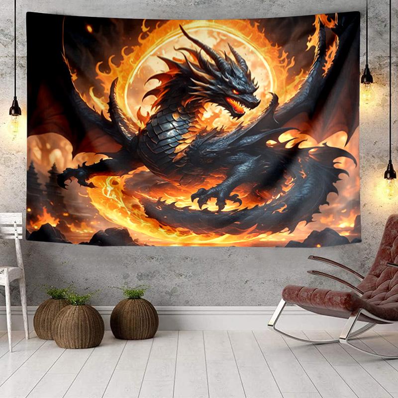 Golden Dragon Circle Tapestry Room Decoration Wall Hanging for Living Room Bedroom, dormitory, Birthday and Christmas gifts