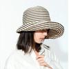 Temperament Versatile Webbing Striped Big Brim Sunshade Sunscreen Bucket Hat Women