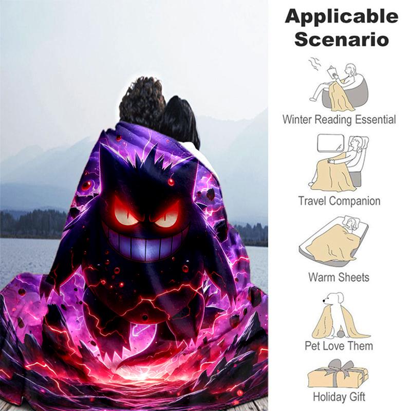1pc Blanket Pokémon Characters Print Design, Lightweight Blanket for Sofa, Bed- Soft &Warm, Gift for All Seasons Like Christmas, Halloween