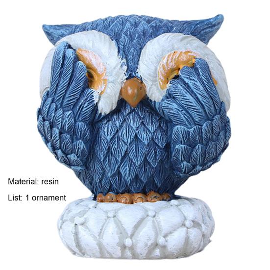 Figurină cu bufniță, bază realistă, pictură manuală, rășină, ornament stabil pentru camera de zi