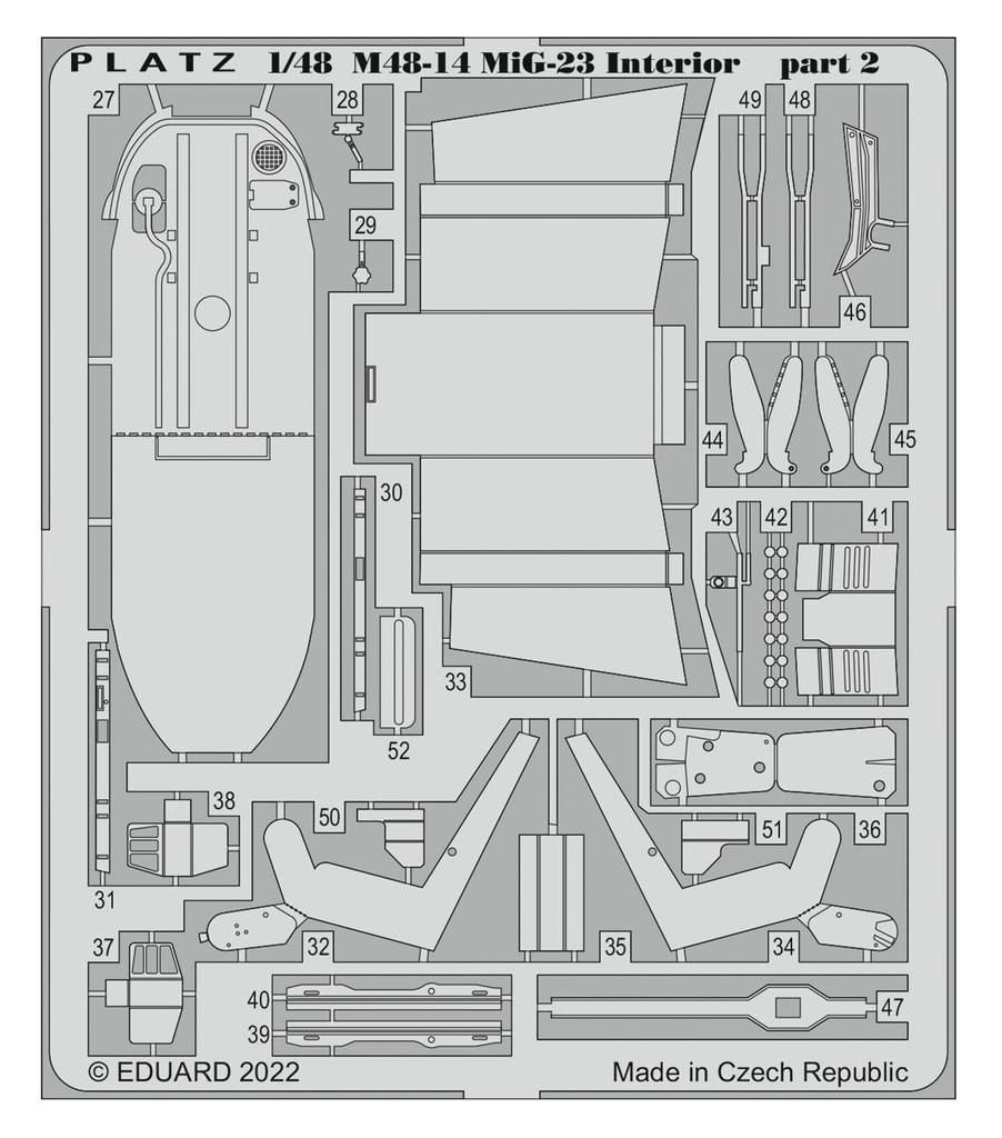 PLATZ Frogger Etching Parts for Cockpit Plastic Model Parts Molded Color 1/48 MiG-23 M48-14