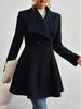 European Autumn/Winter Slim Fit Mid-length Woolen Coat for Women - Elegant Lapel Style