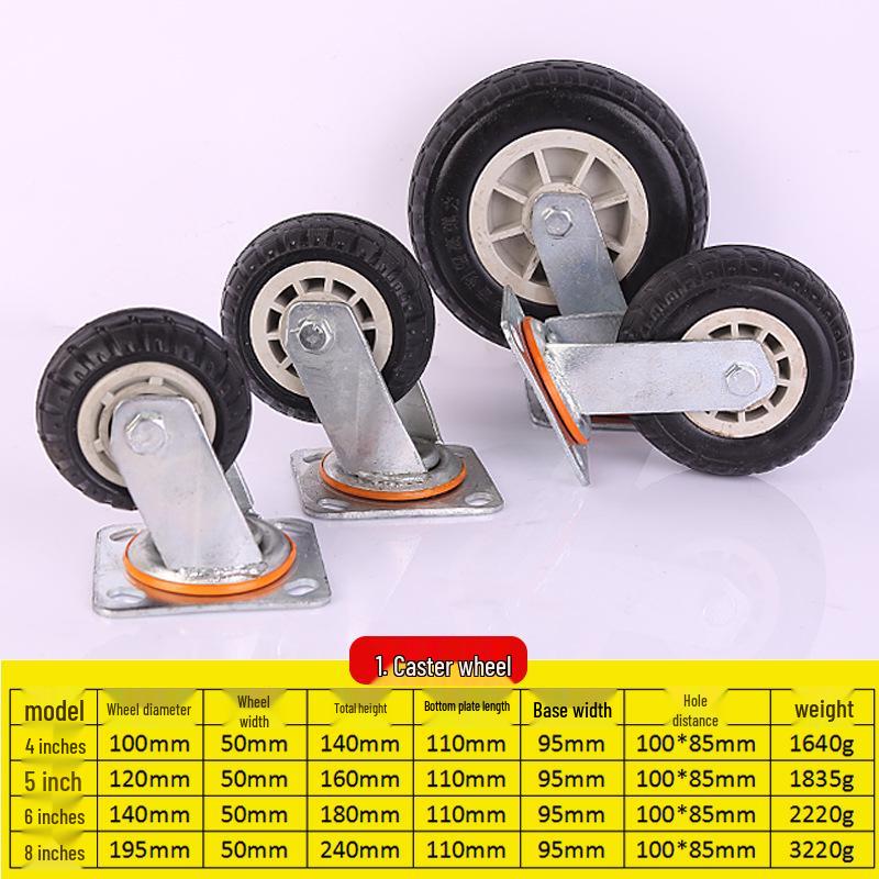 Heavy Duty Grey Rubber Swivel Caster with Silent Black Foam Wheel - Wear-Resistant Trolley Wheel.