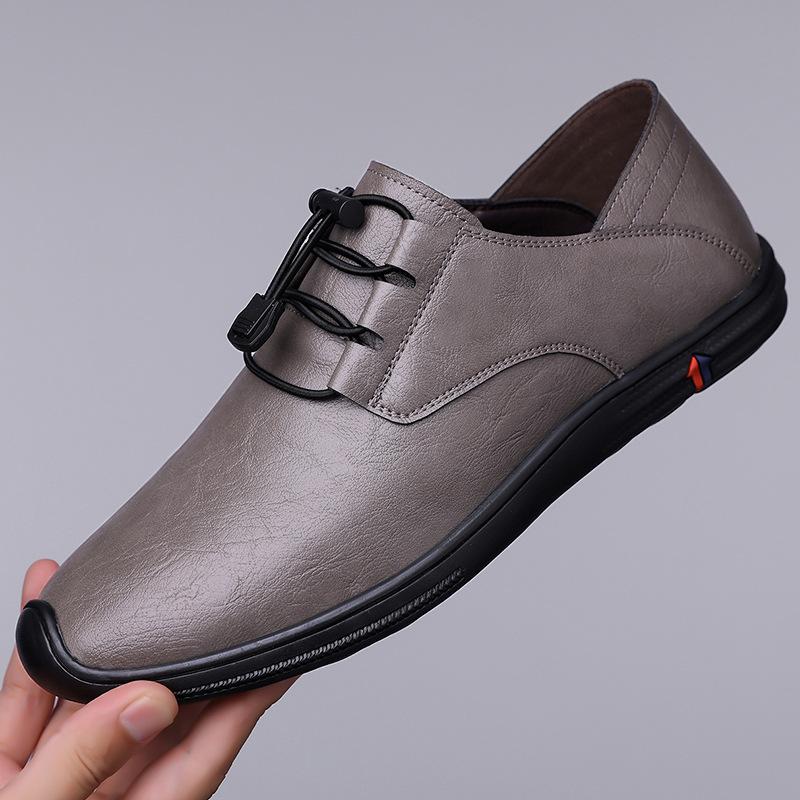 

2025 spring and autumn new Korean version of daily casual leather shoes men s soft-soled soft-faced foot shoes men s dad shoes 6168 44 сірий колір