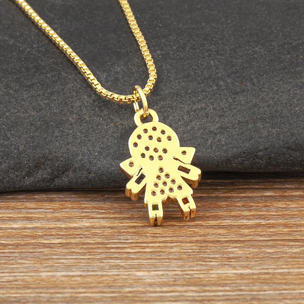 Nidin New Boy/Girl Pendant Choker Jewelry Zircon Necklaces Accessories For Mom Kids Parent-child Anniversary Gifts Wholesale
