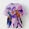 KPOP Demon Slayer Collaboration 3D Digital Print Girls' Casual Comfortable Short Sleeve T-Shirt Children's Clothing