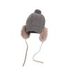 Retro hairball strap knitted hat women's winter warm wool hat showing a small face and cold-proof ear protection bag head hat