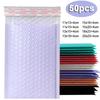 Lot de 50 enveloppes à bulles violettes, rembourrées, en polyéthylène, pour emballage, sac d'expédition auto-adhésif, rembourrage à bulles