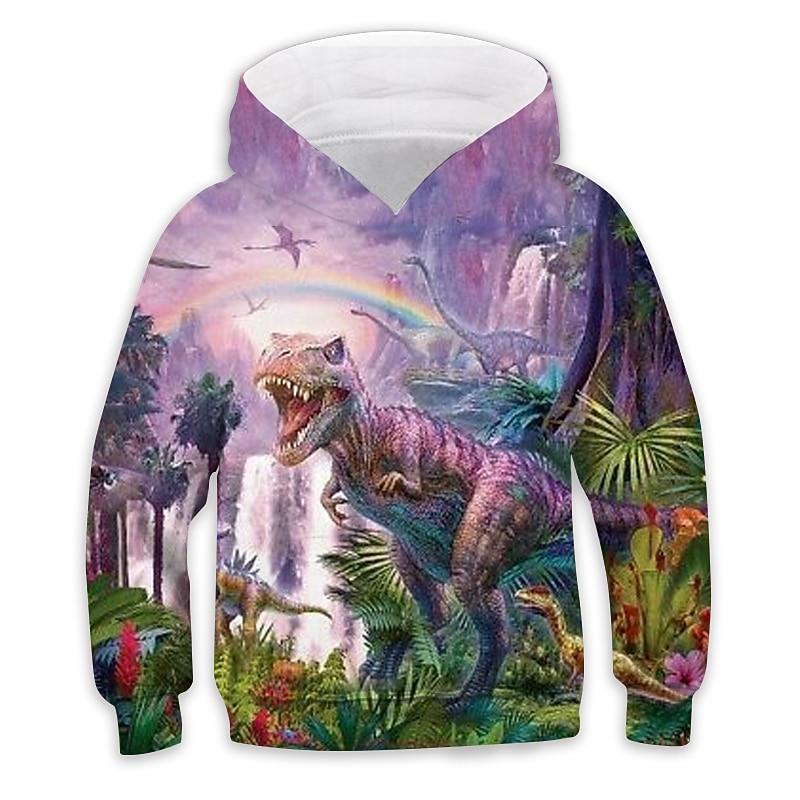 Jungen Tier Dinosaurier Hoodie Langarm Herbst Winter Mode Coole Kinder Outdoor Täglich Normale Passform