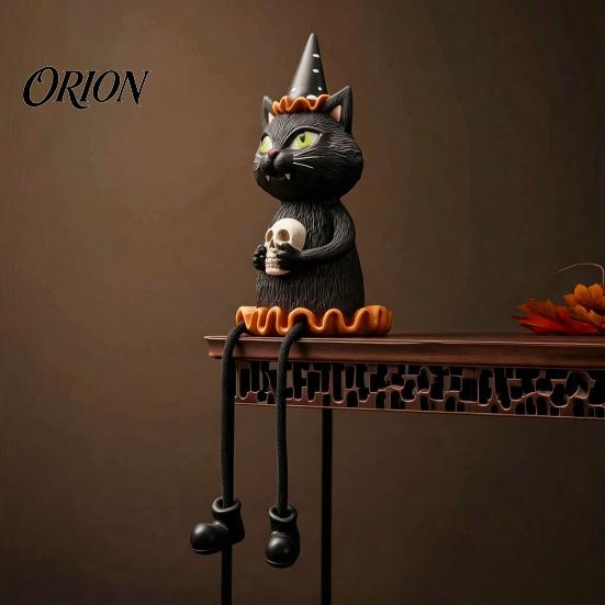 Indoor Halloween Party Supplies Figurines, Spooky Ghost Skeleton Pumpkin Black Cat Resin Ornaments, Table Centerpieces Tabletop Decor for Mantel Shelf
