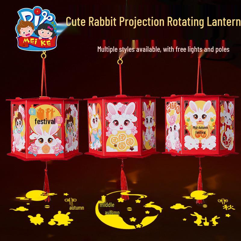 DIY Cute Rabbit Mid-Autumn Rotating Lantern Craft Kit for Kids
