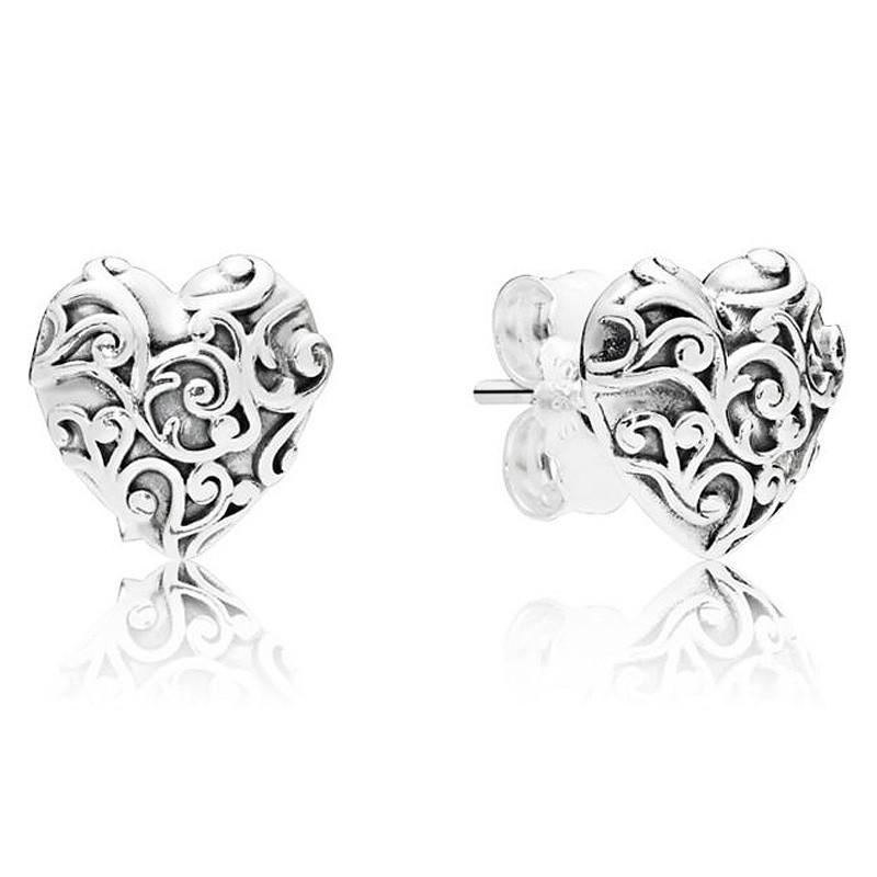 Boucles d'oreilles à tige en forme de cœur étincelant authentiques à main levée avec cristal pour femmes, en argent sterling 925, cadeau de mariage, bijoux de mode