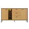 Sideboard with Three Drawers, Exquisite Grain. Modern Sideboard In Wood Color with Storage Compartments. Black and Wood Color.