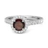 Bague Garnet Ronde Halo Accents - Argent Sterling 925