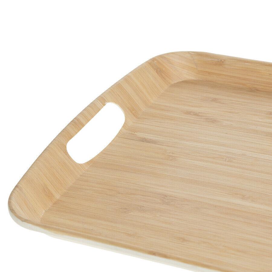 Bamboo Tray White Rectangular 46X31Cm With Handles
