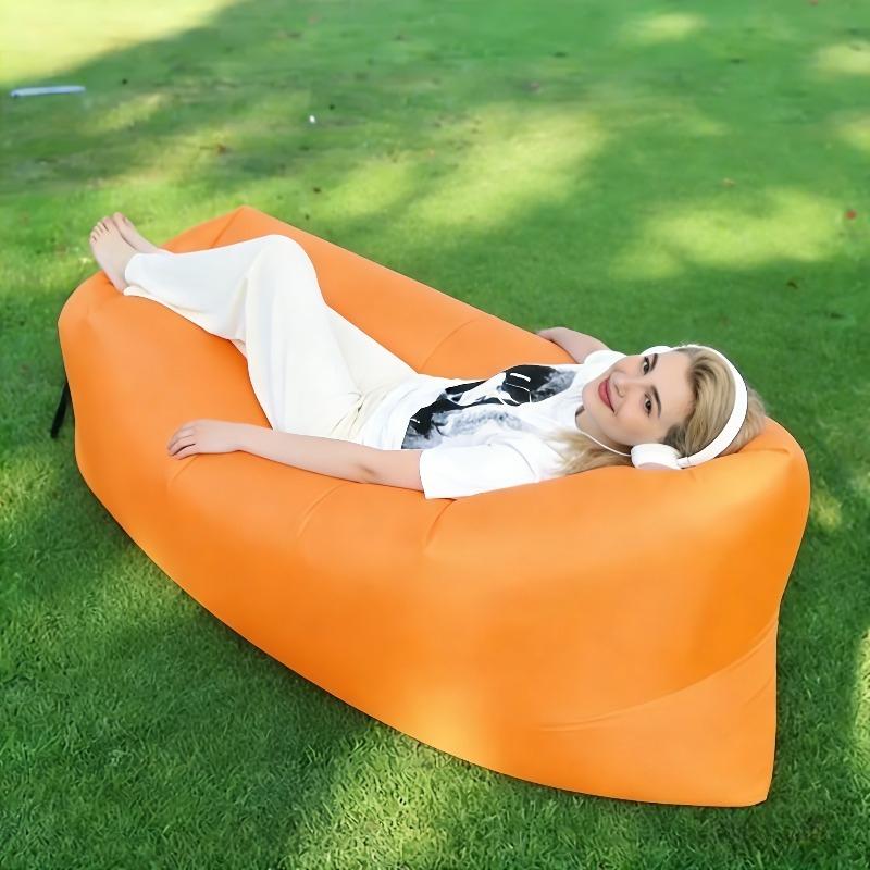 

Inflatable Lounger Air Sofa Portable Waterproof Sleeping Air Mattress Compression Sofa Bed for Camping 1 air sofa+ 1 storge bag помаранчевий