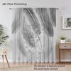 Black White Feather Pattern Curtains Minimalist Window Drapes Living Room Bedroom Home Decor Modern Light Filtering Polyester Sitting Treatment