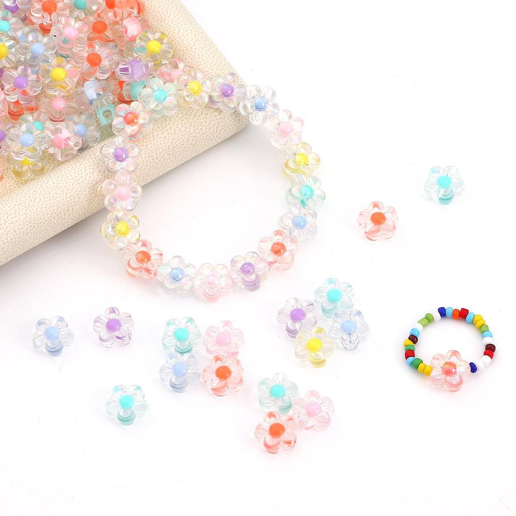 50Pcs 12mm Clear Acrylic Flowers Beads Loose Spacer Beads for Jewelry Making